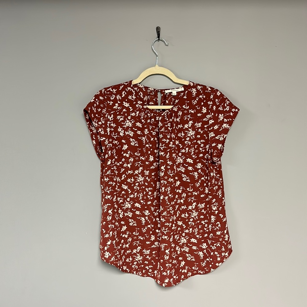 Fun 2 Fun size large blouse wine color with flowers